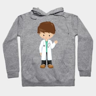 Doctor, Lab Coat, Medicine, Cute Boy, Brown Hair Hoodie